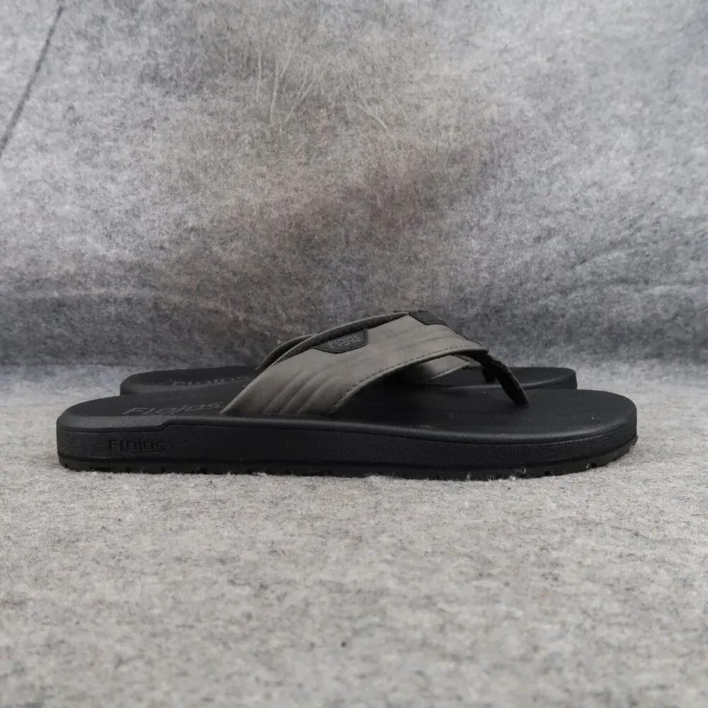Flojos Shoes Mens 8 Sandal Flip Flop Slip On Memory Foam Comfort Surf Gray Black